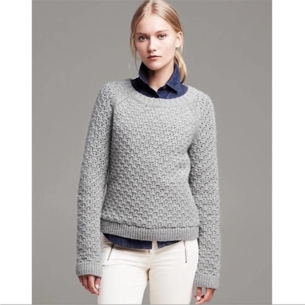 Banana Republic Italian Yarn Alpaca Merino Wool Luxury Sweater Grey Size Small